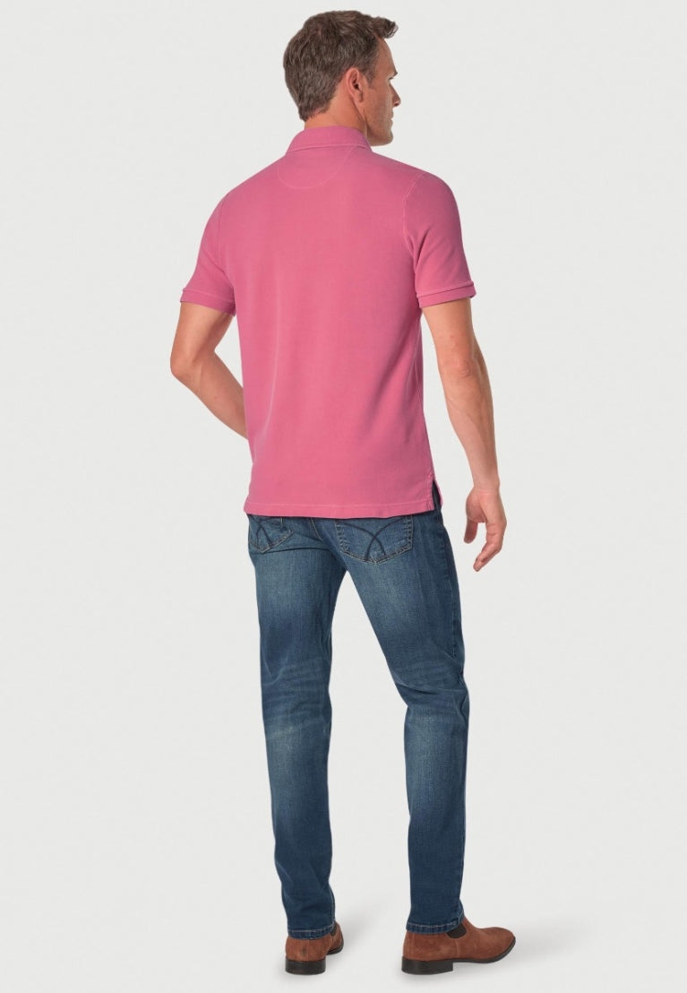 Agassi Pink Garment Washed Pure Cotton Pique Polo Shirt