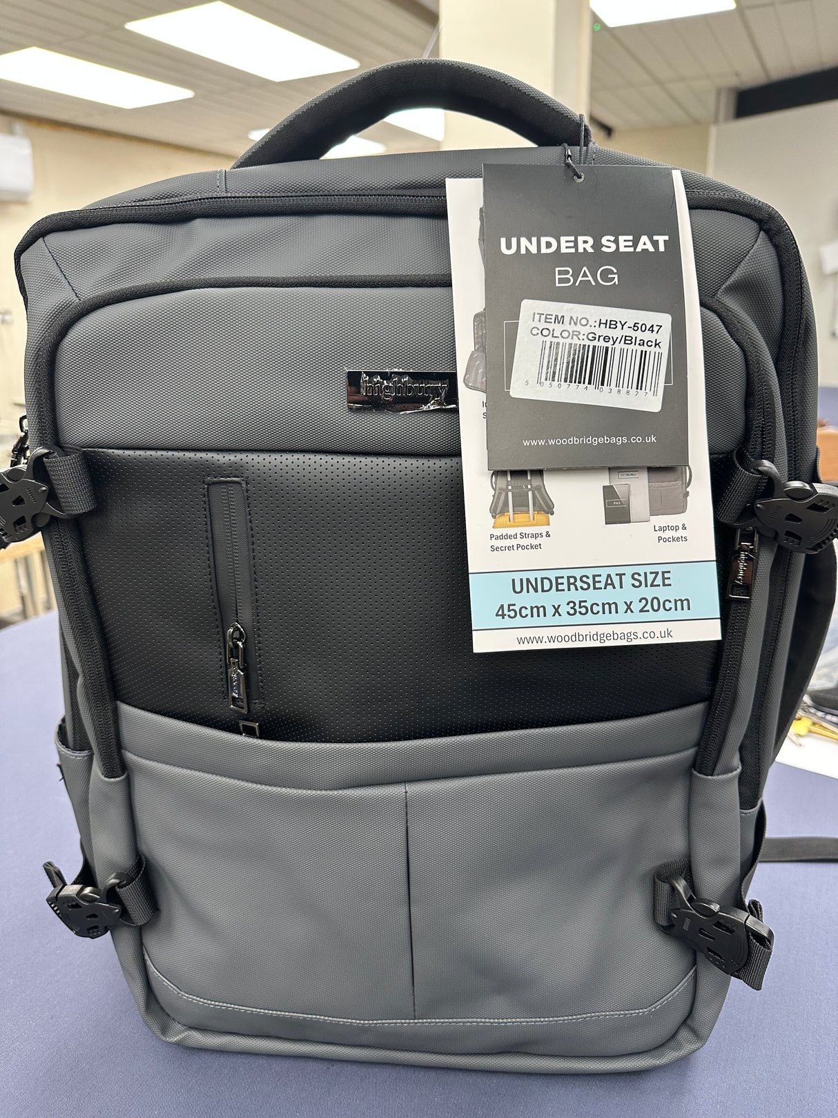 Highbury Grey/Black Under Seat Back Pack