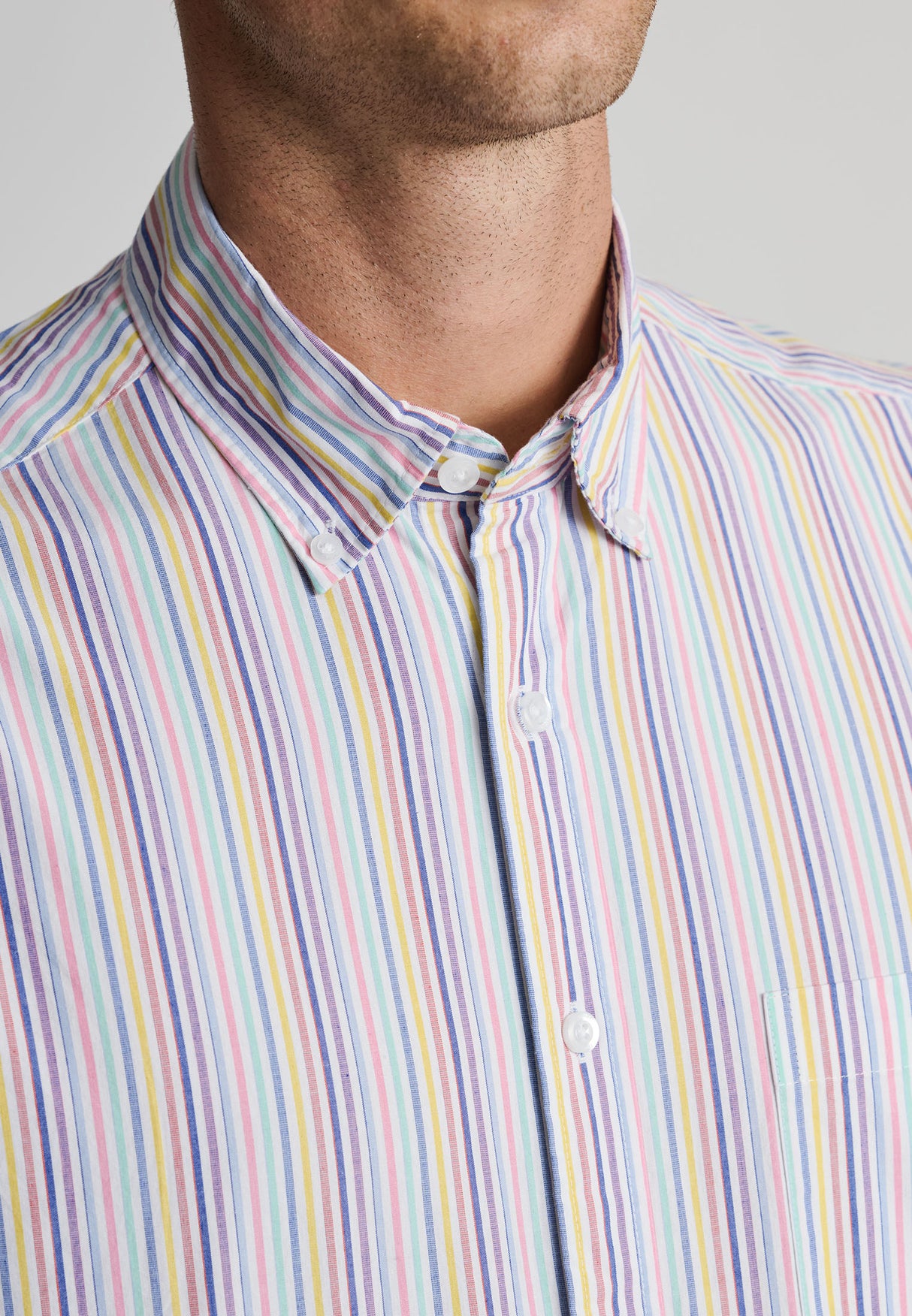 Regular Fit Multicoloured Stripe Portofino Short Sleeve Shirt