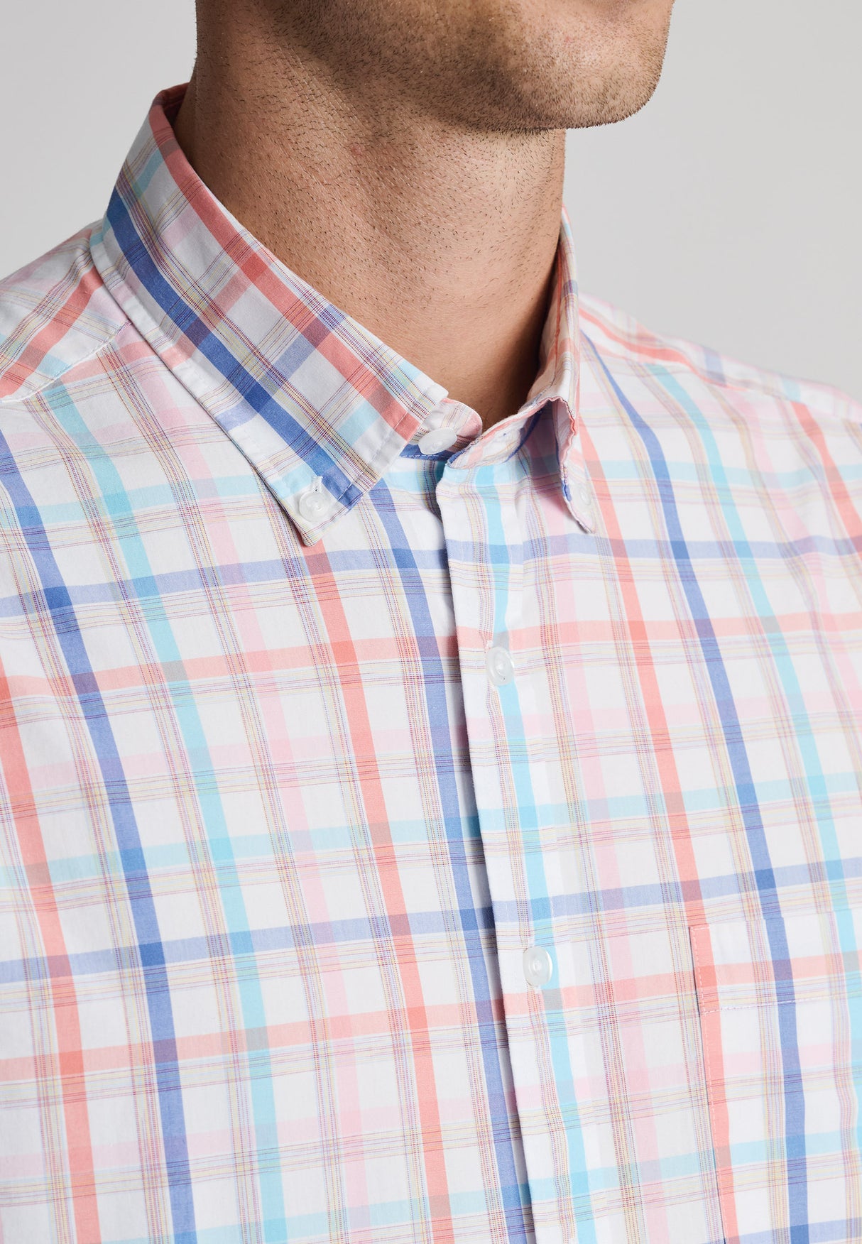 Regular Fit Multicoloured Check Portofino Short Sleeve Shirt