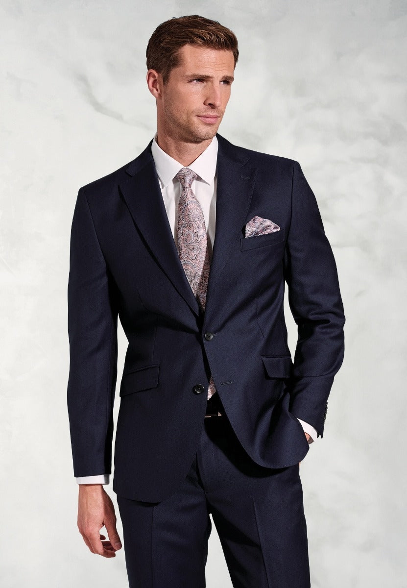 Tailored Fit Affleck Navy British Wool Suit Jacket