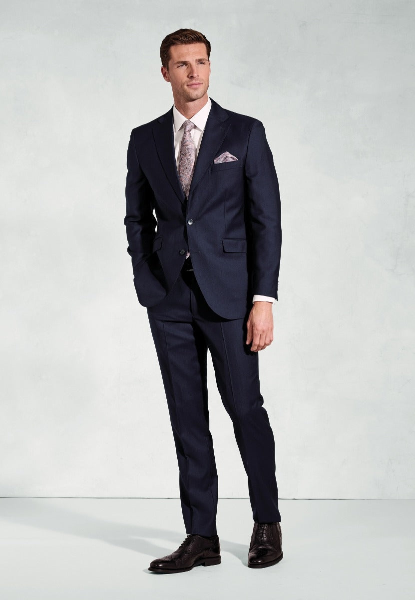 Tailored Fit Affleck Navy British Wool Suit Jacket
