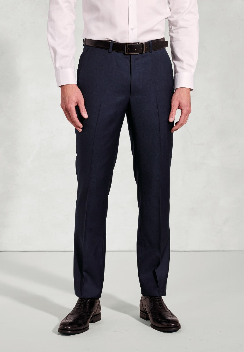 Tailored Fit Affleck Navy British Wool Suit Trousers