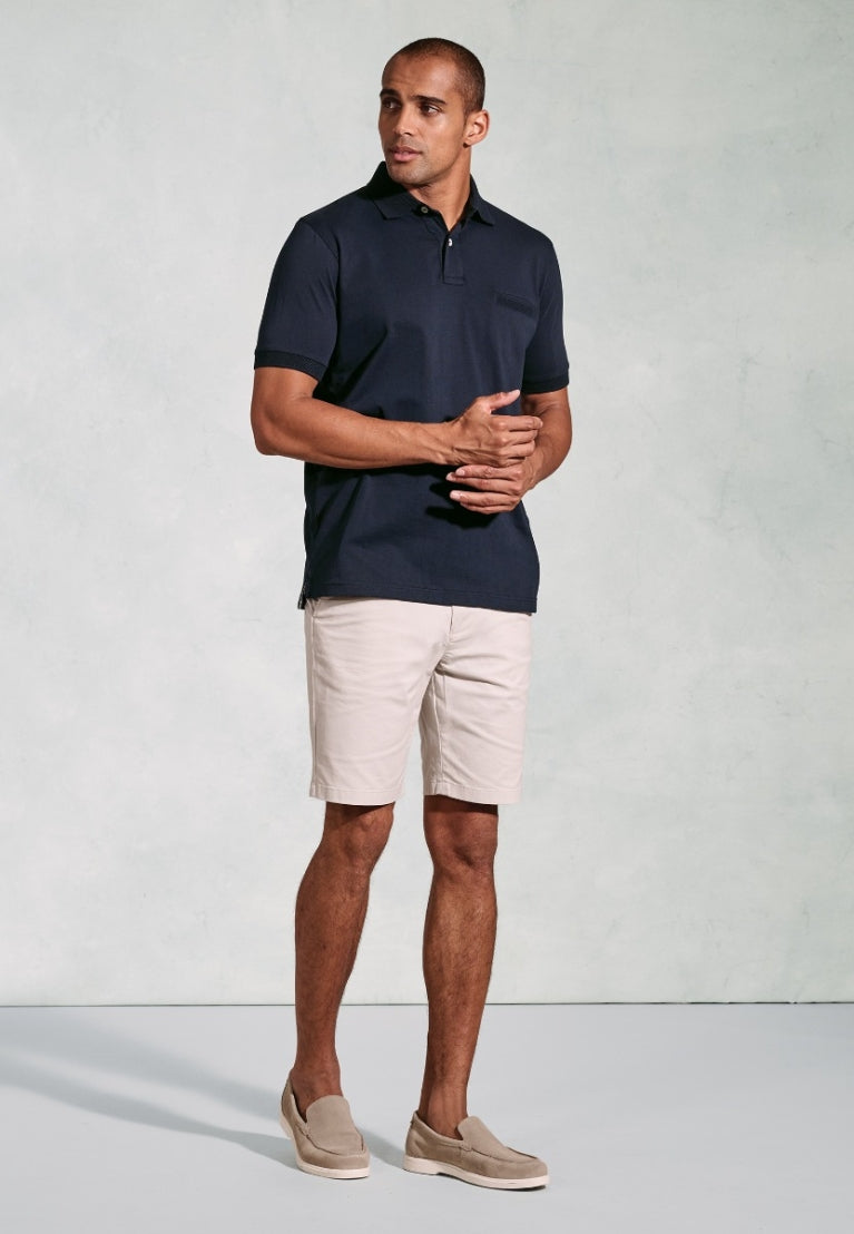 Damon Navy Pure Cotton Jersey Polo Shirt