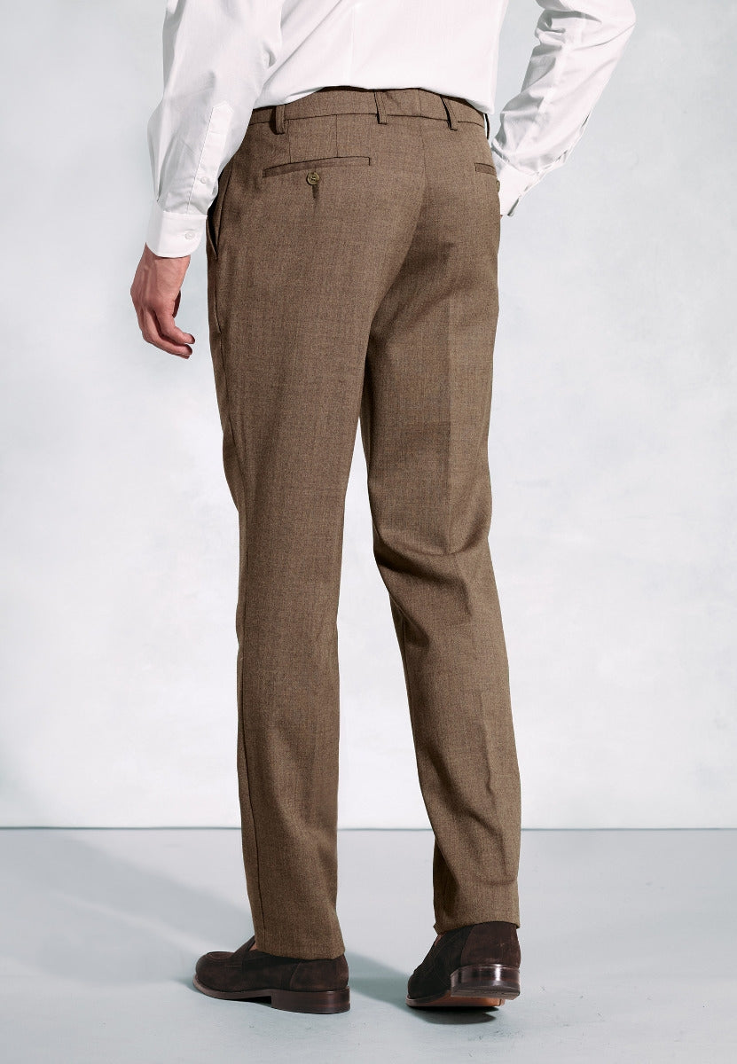 Regular Fit Olney Caramel Flannel Trousers