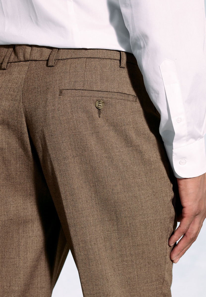 Tailored Fit Olney Caramel Flannel Trousers