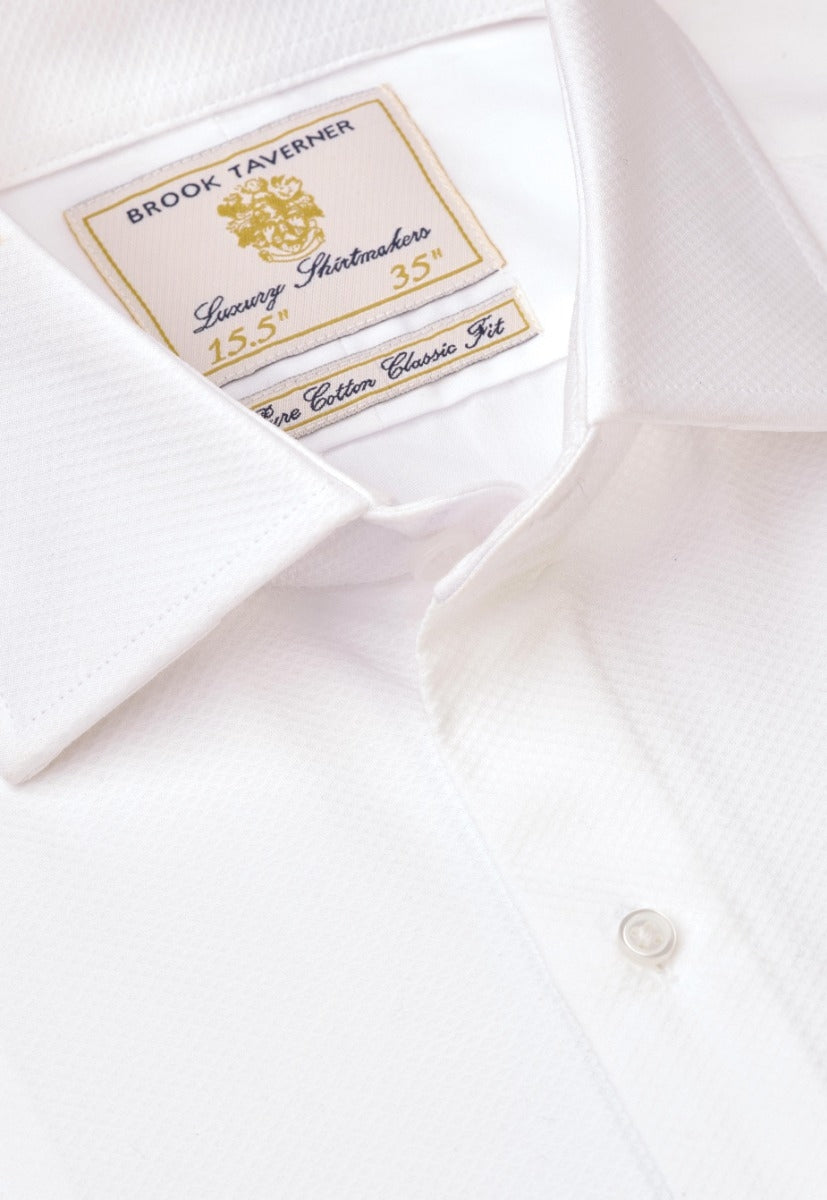 Regular Fit White Marcella Front Double Cuff Cotton Dress Shirt