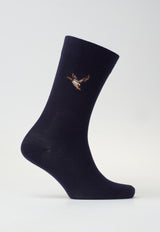 Navy Embroidered Duck Socks