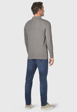 Frederick Grey Marl Cotton Long Sleeve Polo Shirt
