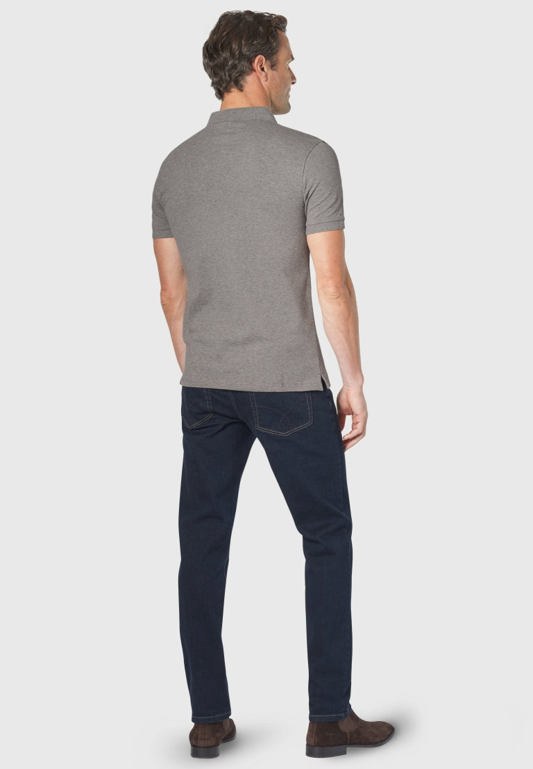 Hampton Grey Marl Cotton Rich Polo Shirt