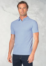 Hampton Sky Blue Marl Stretch Cotton Polo Shirt