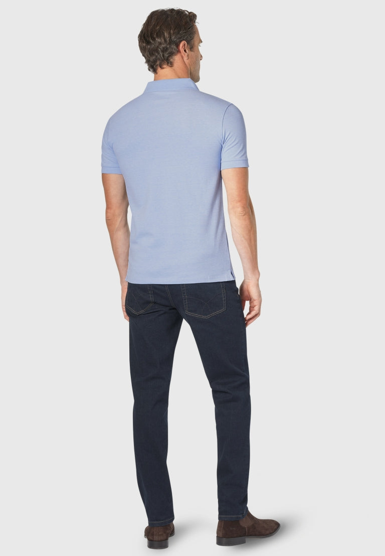Hampton Sky Blue Marl Stretch Cotton Polo Shirt