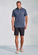 Agassi Navy Garment Washed Pure Cotton Pique Polo Shirt