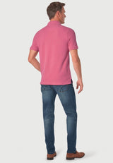 Agassi Pink Garment Washed Pure Cotton Pique Polo Shirt