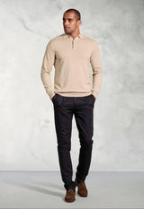 Bennett Stone Pure Cotton Long Sleeve Polo Shirt