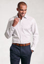 Tailored Fit Turquoise Tiny Fish Print Stretch Cotton Shirt front