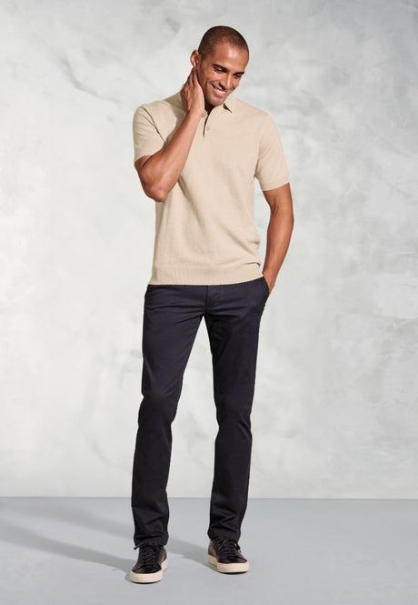 Lancaster Stone Knitted Pure Cotton Polo Shirt detail