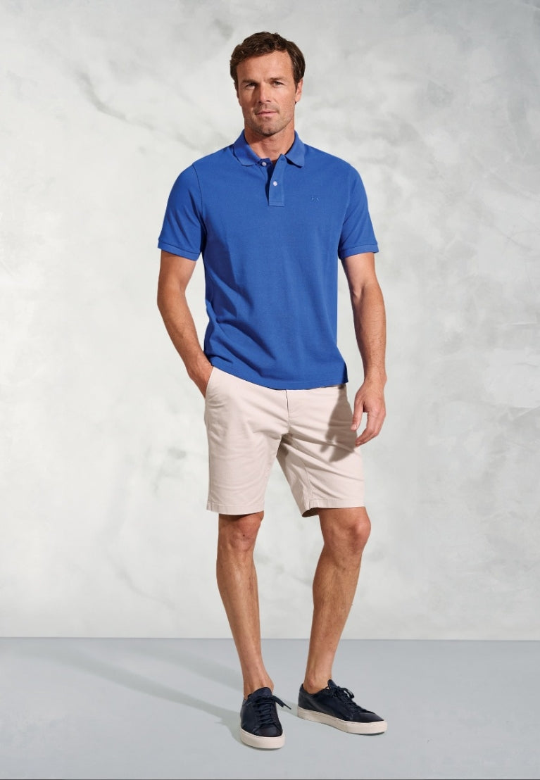 Firth Blue Pure Cotton Pique Polo Shirt detail