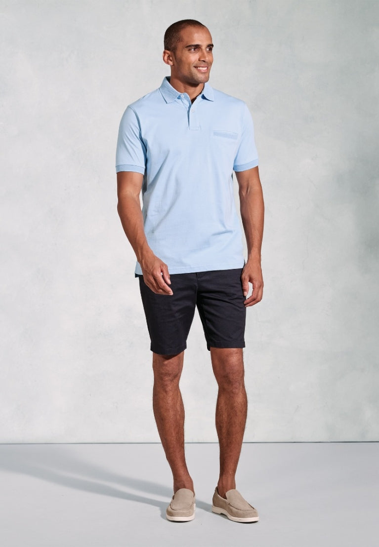 Damon Sky Blue Pure Cotton Jersey Polo Shirt