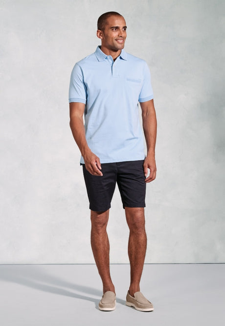 Damon Sky Blue Pure Cotton Jersey Polo Shirt