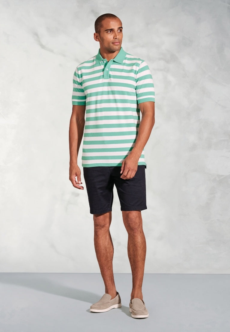 Jackman Aqua Bold Stripe Polo Shirt detail