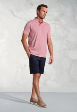 Ruffalo Rose Fine Stripe Cotton Jersey Polo Shirt