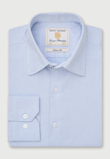 Tailored Fit Sky Blue Fine Twill Stretch Cotton Shirt - detail