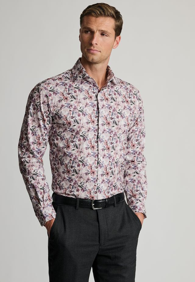 Tailored Fit Rose Floral Print Stretch Cotton Shirt front