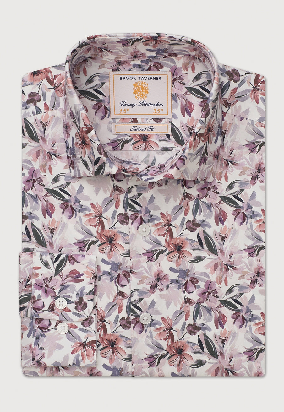 Tailored Fit Rose Floral Print Stretch Cotton Shirt detail
