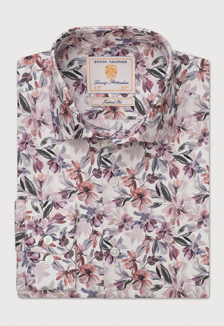 Tailored Fit Rose Floral Print Stretch Cotton Shirt detail
