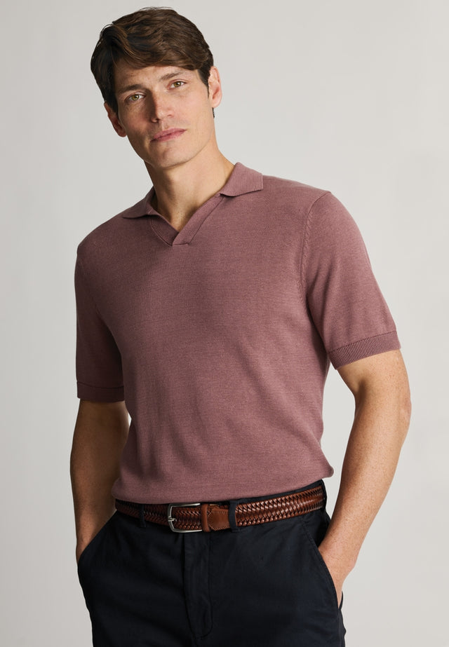 Overton Notch Neck Dark Mauve Polo Shirt
