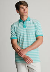 Denby Mint Textured Stripe Polo Shirt