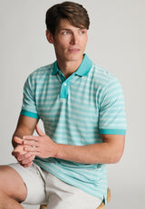 Denby Mint Textured Stripe Polo Shirt detail