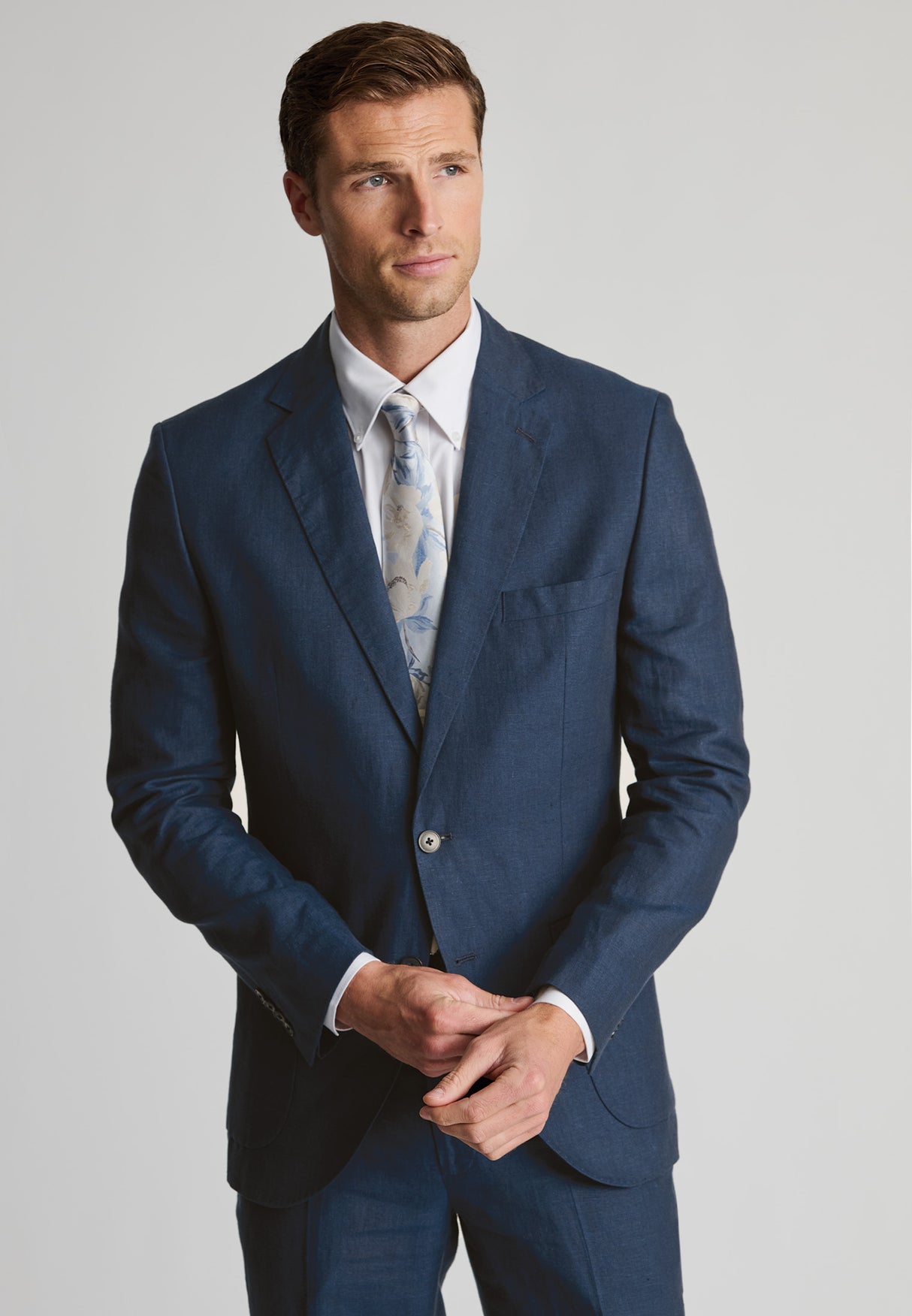 Tailored Fit Eastwood Navy Pure Linen Suit Jacket