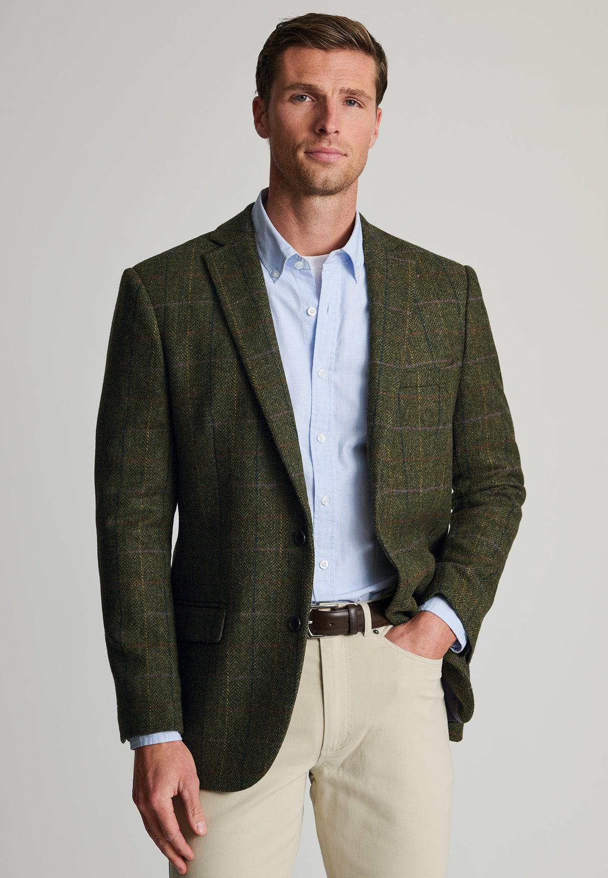 Regular Fit Aston Green Check British Wool Jacket