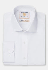 Regular Fit Single Cuff White Poplin Cotton Shirt