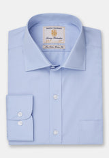 Regular Fit Single Cuff Blue Poplin Cotton Shirt