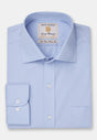 Regular Fit Single Cuff Blue Poplin Cotton Shirt