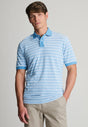 Denby Sky Blue Textured Stripe Cotton Polo Shirt - front