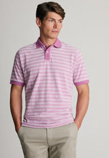 Denby Mauve Textured Stripe Cotton Polo Shirt
