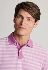 Denby Mauve Textured Stripe Cotton Polo Shirt
