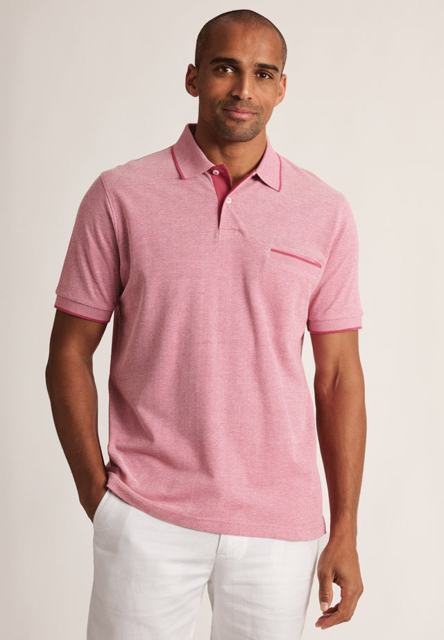 Ellerton Raspberry Textured Spot Cotton Polo Shirt - front