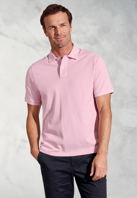 Firth Pink Pure Cotton Pique Polo Shirt - front