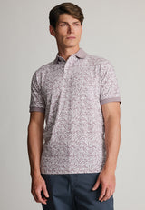 Hiddlestone Mauve Palm Leaf Cotton Jersey Polo Shirt
