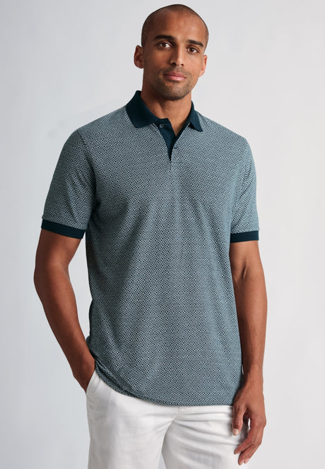 McGregor Navy Geo Cotton Jersey Polo Shirt - front