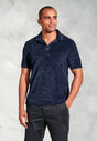 Milton Navy Terry Towelling Polo Shirt - front