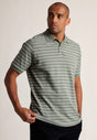 Ottringham Sage Popcorn Textured Stripe Cotton Polo Shirt - front