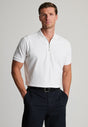 Ryecroft White Textured Zip Neck Cotton Polo Shirt - front