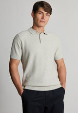 Selby Silver Grey Textured Cotton Knitted Polo Shirt