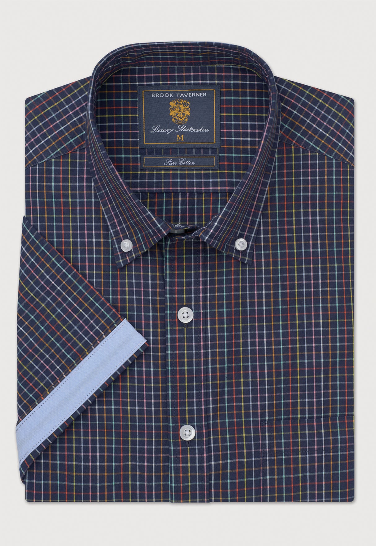 Regular Fit Navy Check Portofino Short Sleeve Shirt